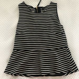 J.Crew black and white stripe Peplum Shirt